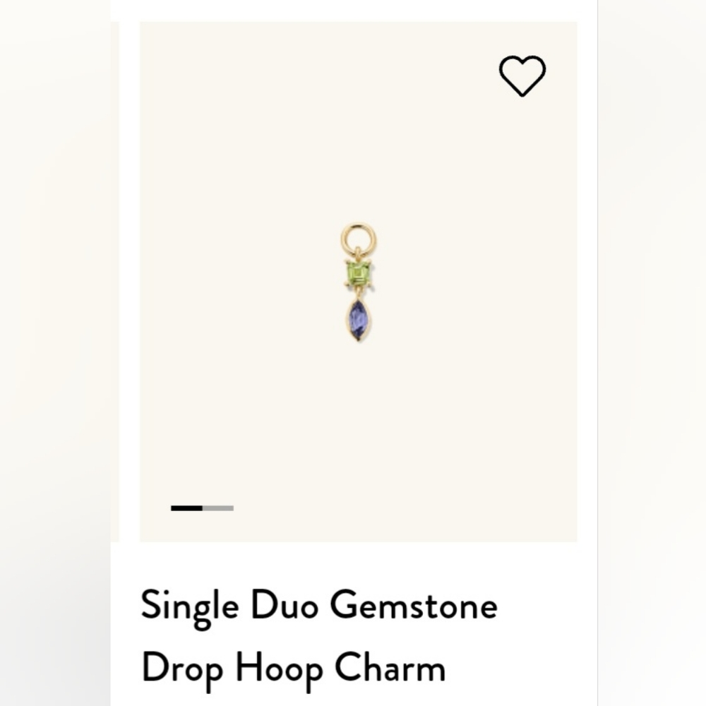 ISO Mejuri Duo gemstone drop hoop charm in peridot and lolite